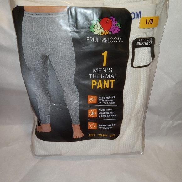 Fruit of the Loom Men's Thermal Pant Underwear, White - Picture 2 of 3